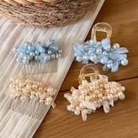 YAOYU Pince à cheveux coréenne à grappes de fleurs et perles, modèle requin raffiné pour l'arrière de la tête, accessoires printemps-été