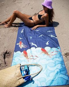 Double Sided Printing Wholesale Light Weight Customized Patterns Super Soft <b>Microfiber</b> <b>Beach</b> <b>Towel</b> with Two Sides Brushed Fleece - Product Image 1