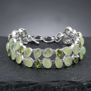 Pulsera de Plata de Ley 925 con Prehnita y Piedras Preciosas Naturales, Diseño Personalizado, Hecha a Mano, para Mujer, ODM OEM - Product Image 3