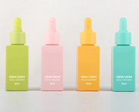 Flacon compte-gouttes carré en verre mat de 30 ml pour huiles essentielles et liquides, série couleur macaron