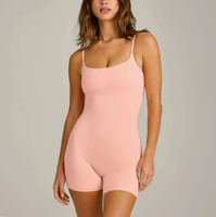 Combinaison de sport et yoga pour femme à bretelles hautes, dos nu, coussinets de poitrine amovibles, respirante, sculptante, rehaussement des hanches, tricotée, unie