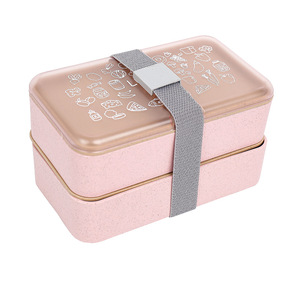 Lonchera de trigo estilo japonés, caja de sushi de doble capa, caja para frutas, <span class=keywords><strong>bentobox</strong></span> para oficina - Product Image 6