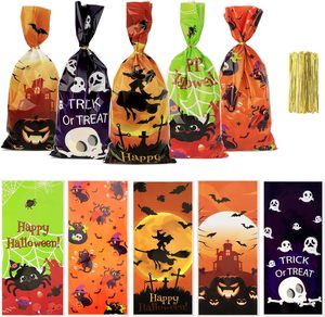 Sacchetti di Halloween Cellophane biscotti di plastica regalo sacchetto di caramelle dolcetto o scherzetto feste bomboniere forniture - Product Image 1