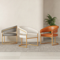 Fauteuils de détente nordiques modernes en cuir et métal, ensemble de meubles de salon, canapés d'appoint de luxe dorés pour la maison