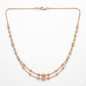 925 Silver Rose gold necklace elegant women double layer beaded chain bridal wedding party fashion stylish <b>gift</b> girls everyday - Product Image 1