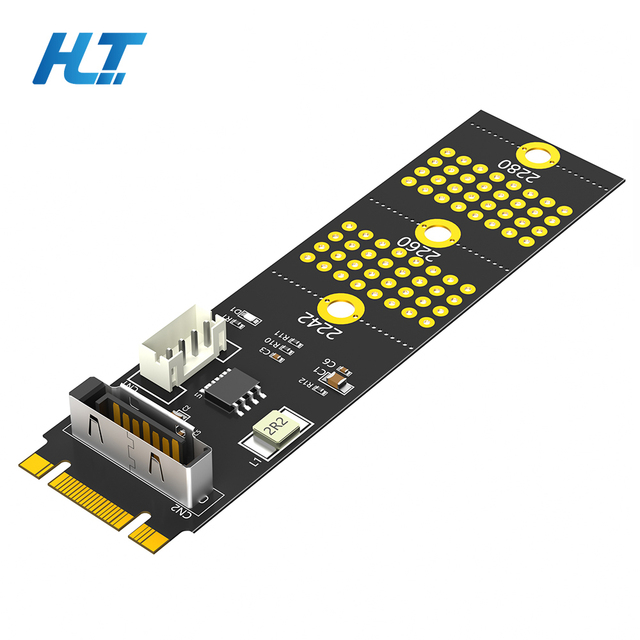 HLT M.2 B+M Key to SATA Adapter Card 6Gbps High Speed 2242/2260/2280 M.2 SATA SSD 2.5 Inch OTP Protection