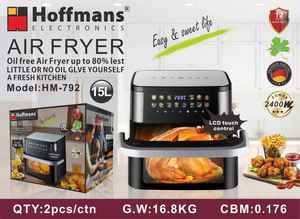 <span class=keywords><strong>Friteuse</strong></span> à air Hoffmans 15L 2400W, la plus vendue sur le marché africain, pour une cuisson saine sans huile, avec couvercle rabattable, couleur noire - Product Image 6
