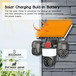 Caméra PTZ à 3 objectifs, mode double 4G et Wi-Fi, alimentée par énergie solaire, détection humaine, projecteur, sirène pour la sécurité des fermes/garages - Product Image 3