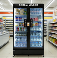 Máquina Expendedora Qingo con Pago por Código QR, Pantalla Táctil Habilitada para SDK, Gestión de Inventario para Campus Escolares, Puerta Doble de Vidrio para Bebidas