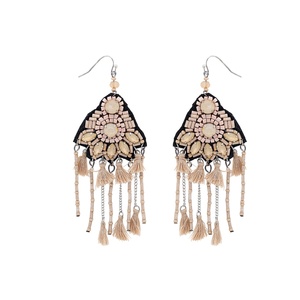 Boucles d'oreilles en perles de rocaille faites à la main en acier inoxydable multicolore élégant créateur tendance crochet mode cerceau pour les femmes cadeau de fête - Product Image 1