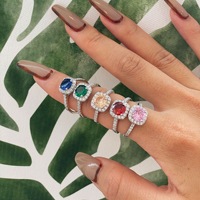 NATUNA Bague de fiançailles en argent 925 avec petit diamant et zircon diamant de laboratoire Moissanite