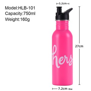 Bouteille isotherme portable en acier inoxydable de 750 ml (25 oz) avec isolation sous vide de 6 heures et couvercle imprimé avec slogan – Vente en gros - Product Image 5