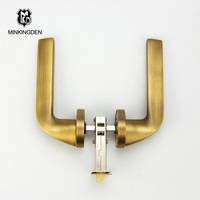 Poignée de porte en laiton de style français finition bronze antique, serrure à levier en laiton massif, loquet magnétique silencieux pour portes intérieures en bois de villa