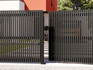 Cao cấp 65mm ngoài trời nhôm thép kim loại dọc hàng rào lưỡi trong Satin Đen bóng trắng 3D mô hình - Product Image 2