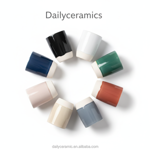 Ensemble de tasses à thé en céramique avec logo personnalisé et glaçure dégradée, mug à café sans anse en grès pour le bureau et la maison - Product Image 2