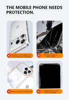 Coque de téléphone magnétique transparente antichoc anti-jaunissement à couverture intégrale en TPU+PC pour iPhone 12 13 14 15 16 16E 17 18 Pro Max Plus