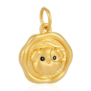 Cute style new design 1.2g fashion 24k pure gold jewelry accessories hard gold zodiac culture <b>dog</b> pendant - Product Image 1