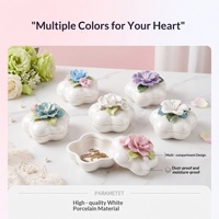 Vente directe d'usine, boîte à bijoux en céramique créative faite à la main en forme de fleur, motif camélia/rose, design minimaliste moderne