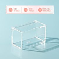 Boîte rectangulaire en acrylique transparente Hammont avec couvercle à charnières, petit organisateur de rangement de bureau en plastique pour les boules de coton, les bijoux |