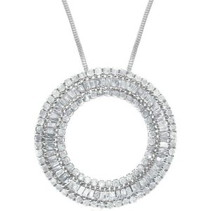 Jewelspaark - Collar de Plata de Ley 925 con Baño de Rodio, Colgante Circular de Diamantes de Lujo, Corte Baguette, Engaste en Canal, para Mujer - Product Image 1