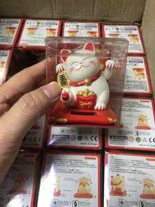 Bianco giallo nero caffetteria giapponese ondeggiante fatto a mano 2.5 pollici <span class=keywords><strong>beckoning</strong></span> <span class=keywords><strong>cat</strong></span> solar power Maneki Neko Plastic Lucky <span class=keywords><strong>Cat</strong></span> - Product Image 6