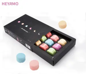 HEYAMO 12 Macaron Exfoliator Shea nem banyo bombası topları bombalar organik erkekler cilt bakımı banyo Fizzies Huile Essentielle Bathbombs