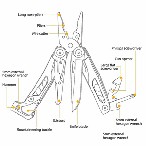 MP-9543 New Edc Đa Chức Năng Đi Bộ Đường Dài Kìm Ngoài Trời Cắm Trại Đa Năng Gấp Túi Đa Dụng Cụ Dao Lưỡi Kìm - Product Image 2