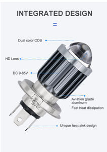 Phare LED pour moto BA20D H4, projecteur avant bicolore, feux antibrouillard étanches pour rénovation/amélioration - Product Image 6