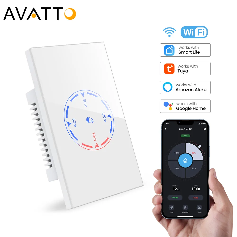 Avatto CE RoHS 20A 원격 제어 에어컨 온수기 스위치 Tuya eWelink 앱 무선 타이머 WiFi 스마트 보일러 스위치