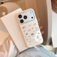 Coque de téléphone antichoc souple motif graffiti chaton dessin animé coréen pour iPhone 17 16 15 14 13 Pro Max Macaron