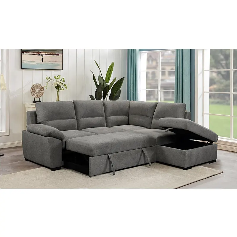 Sofa kamar tidur, kain linen modern mewah 5 kursi ottoman ruang tamu dengan layanan khusus sofa sudut tarik