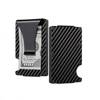 Carteira masculina ultrafina de fibra de carbono, carteira minimalista feita em metal rfid com compartimento para cartões de crédito de alumínio
