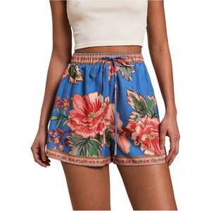 FOXA Women's <b>Boho</b> Floral Summer Shorts High Waisted Wide Leg Tropical Holiday Vacation Shorts - Product Image 1