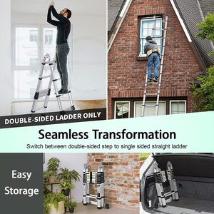 A-frame Thang Gấp Gọn 12,5ft Thang Mở Rộng Bằng Nhôm Có Thể Thu Gọn Di Động Để Xây Dựng - Product Image 5