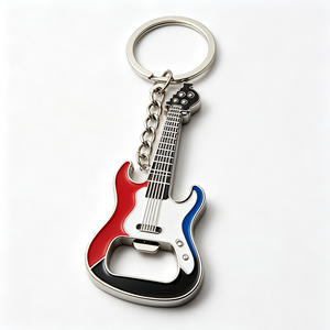 Porte-clés en alliage de zinc et acier inoxydable en forme de guitare, logo personnalisé, finition polie, émail, souvenir de festival de musique et concert - Product Image 5