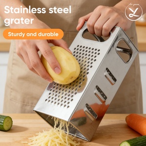 Râpe à légumes multifonctionnelle en acier inoxydable robuste à 4 faces, mandoline de cuisine pour fromage, fruits et pommes de terre - Product Image 1