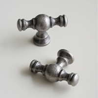 Poignées de porte de placard en laiton H59 argenté antique, style minimaliste français, pour meubles de cuisine, armoire et tiroirs