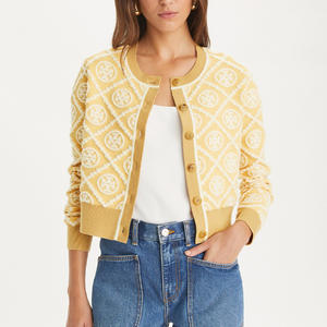 <span class=keywords><strong>Cardigan</strong></span> a manica lunga di alta qualità maglione lavorato a maglia gialla <span class=keywords><strong>Cardigan</strong></span> <span class=keywords><strong>donna</strong></span> Top corto con Design a bottone - Product Image 2