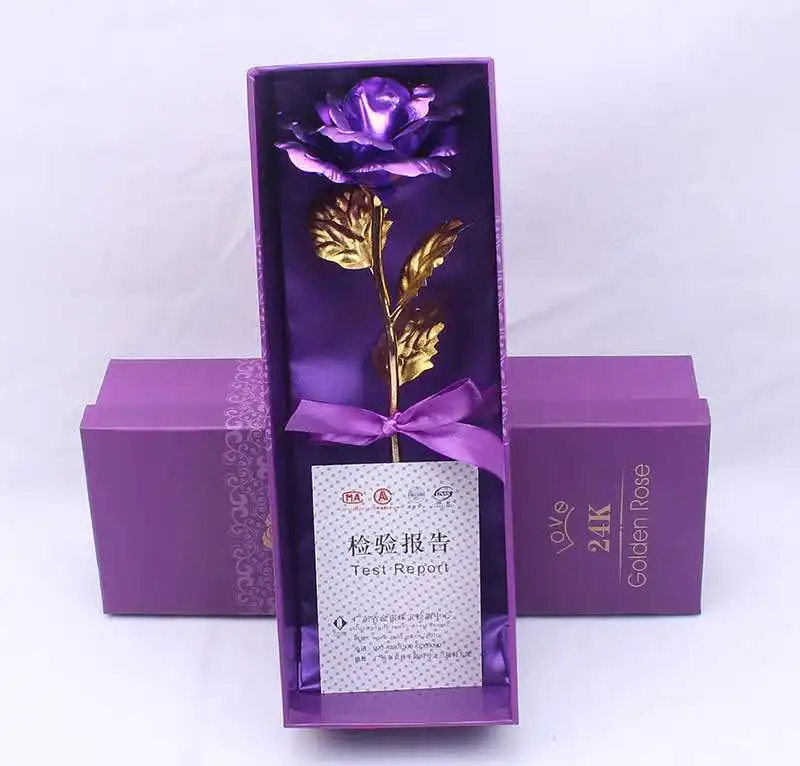Yüksek kaliteli kağıt kutu paketlenmiş el yapımı güller çok renkli 24k altın gül anneler günü hediyeleri 2024