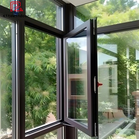 Ventana Abatible de Estilo Americano, Ventana Abatible de Doble Vidrio Resistente a Huracanes, Ventana Abatible con Marco de Aluminio