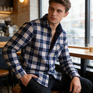 Chemises Décontractées à Carreaux pour Hommes, Vente en Gros, Hiver, Double Épaisseur, Poches, Style Décontracté - Product Image 3