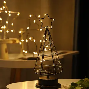 נחושת מודרני חוט חוט מתכת אור חג המולד עץ כוכב עליון עם מתג סוללה מופעל בלילה קישוט הבית אור