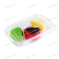 Boîte de rangement rectangulaire jetable en PET à 4 compartiments pour plats à emporter, emballage alimentaire, conteneur sans BPA 16oz pour nouilles, sushis, pizzas
