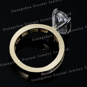 תכשיטי נשים בהתאמה אישית, תעודת IGI, יהלום מעבדה בחיתוך אובלי באגט 2 קראט, VVS, כסף סטרלינג S925, זהב מלא 10K 14K 18K, טבעת נישואין - Product Image 3