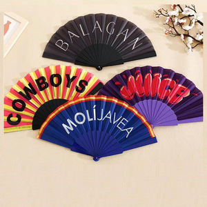 Ventiladores plegables de mano personalizados promocionales, ventilador de mano de plástico plegable chino japonés Vintage ventilador de mano de seda - Product Image 2