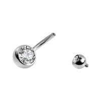 Anneau de nombril en titane avec double gemme de cristal Bijoux de piercing de nombril à filetage interne pour mariage