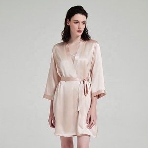 Women's Wedding Satin Blank Solid Color <strong>Robes</strong> <strong>Ladies</strong> Bridesmaid Silk <strong>Kimono</strong> <strong>Robe</strong> - Product Image 3