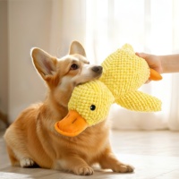 Jouet en peluche durable et écologique en forme de canard de dessin animé pour chiens et chats - Jouet à couiner anti-anxiété pour chiens