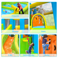 Toboggan aquatique gonflable triple piste avec château gonflable, utilisation humide ou sèche, en tissu Oxford, pour jardin, parc d'attractions familial, fête estivale