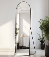 Miroir mural ou sur pied minimaliste noir et or haute définition, 140 cm, en forme d'arche, incassable